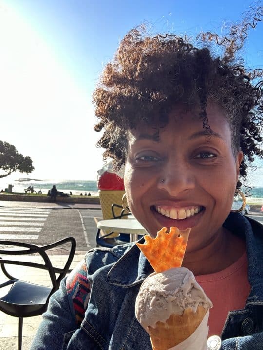 Noelle enjoying an icecream