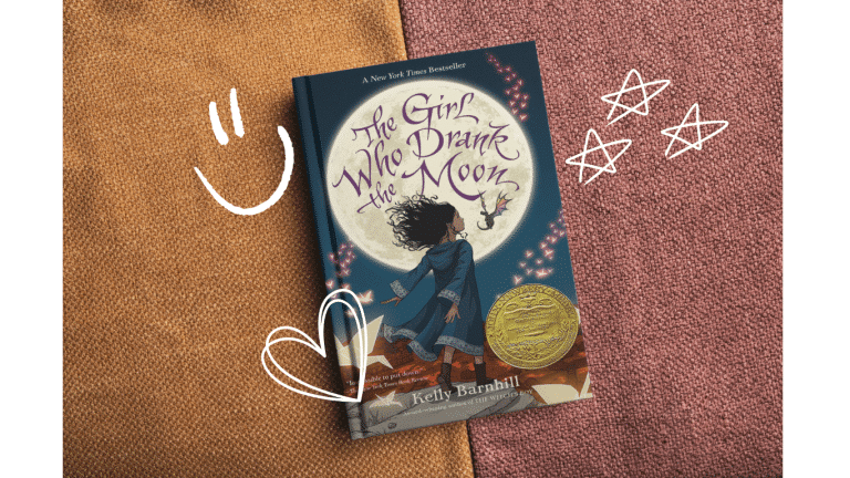 The girl who drank the moon book cover with kid doodle on front